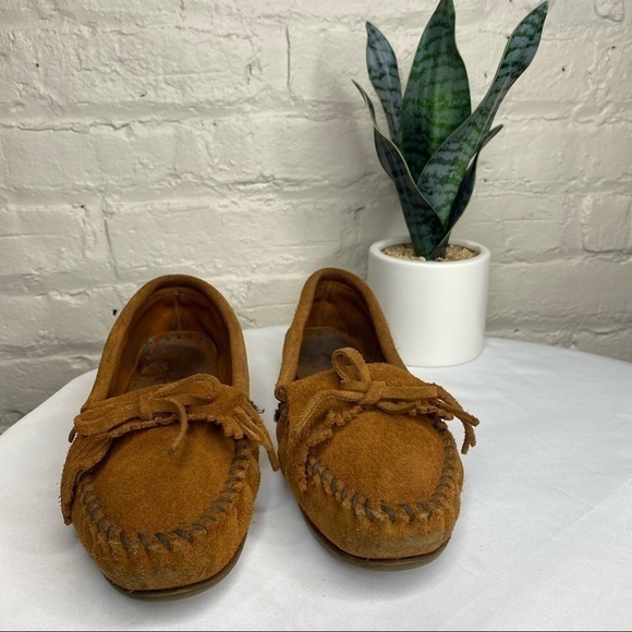Minnetonka Kilty Leather Suede Moccasins Size 6 - Picture 4 of 10